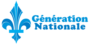 Logo Génération Nationale - Fleur de lys stylisée légèrement, en deux tons de bleu.
